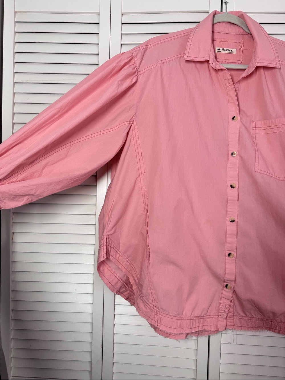 We The Free Happy Hour Solid Poplin Top Pink Free People Oversized Medium - Picture 4 of 11